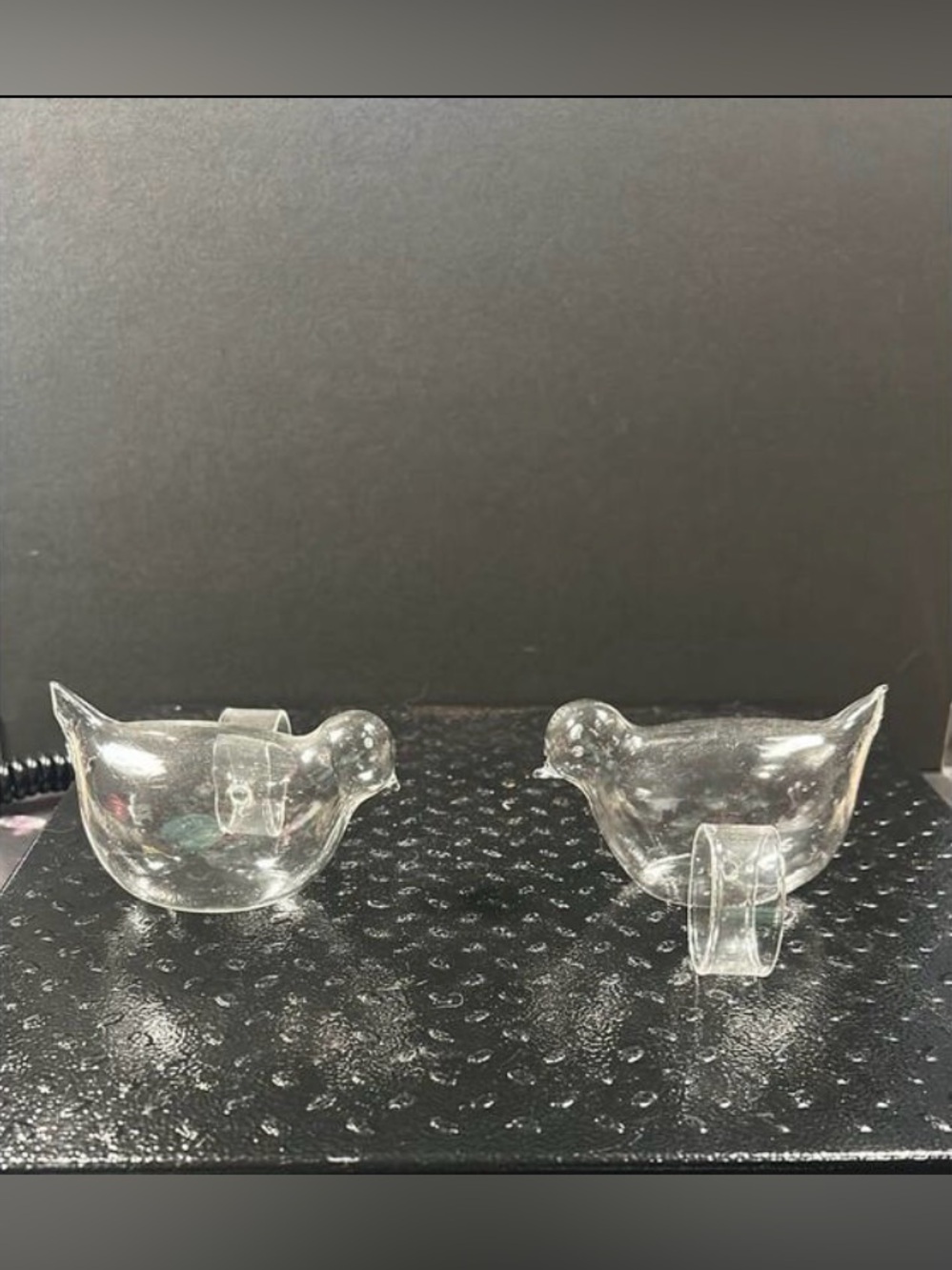 Dainty Glass Bird Napkin Rings - set of 2